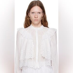 Isabel Marant White Eyelet Ruffle Blouse